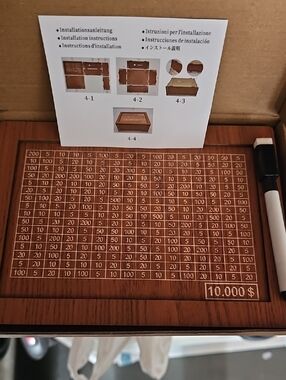 Money Saver Wooden Game Board with Numbered Grid - Brown